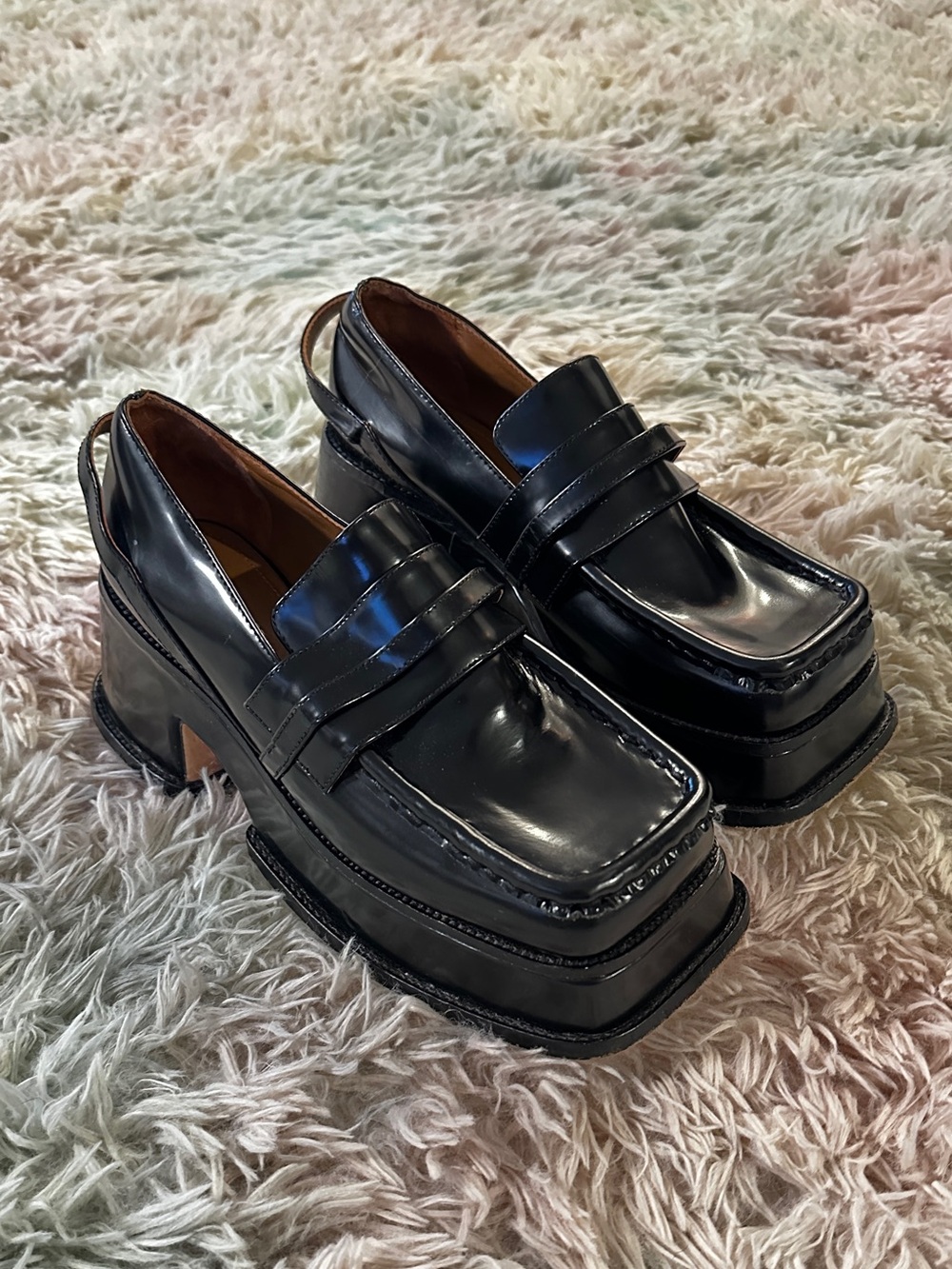Shushu/Tong Black Platform Loafers Size 37 - Picture 4 of 11